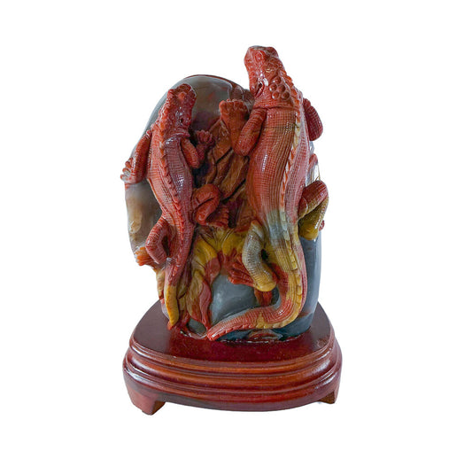 South African Jasper & Agate Iguana Sculpture