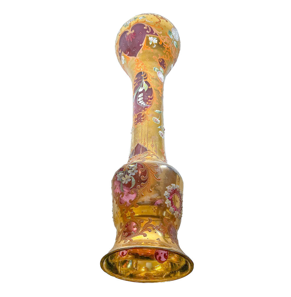 Antique Bohemian Moser-Style Art Glass Floor Vase