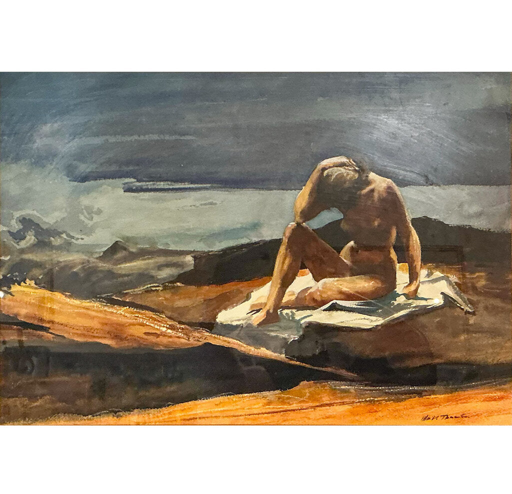 William Thomson. Nude by the Sea. Watercolor on Paper.