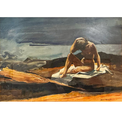 William Thomson. Nude by the Sea. Watercolor on Paper.