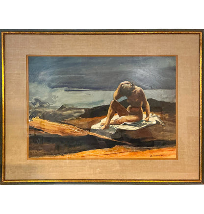 William Thomson. Nude by the Sea. Watercolor on Paper.