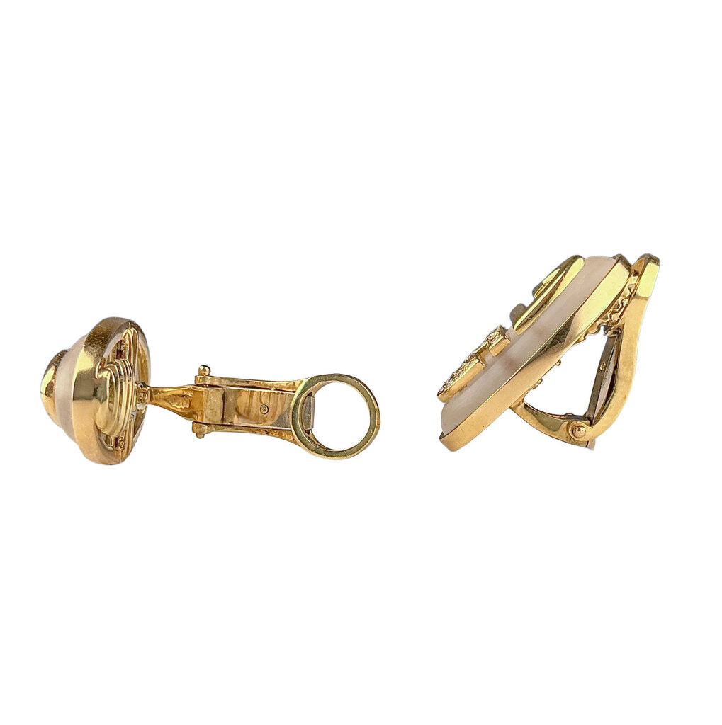 Bvlgari Signed 18K Gold & Diamond Earring