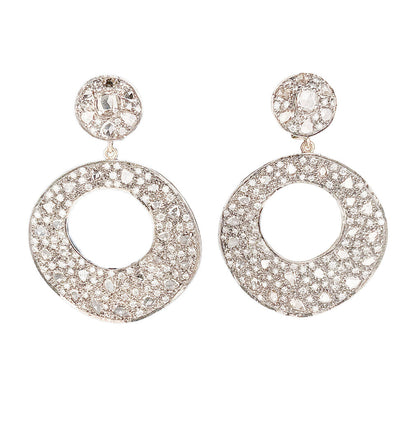 18K Gold Pave Diamond Drop Earrings