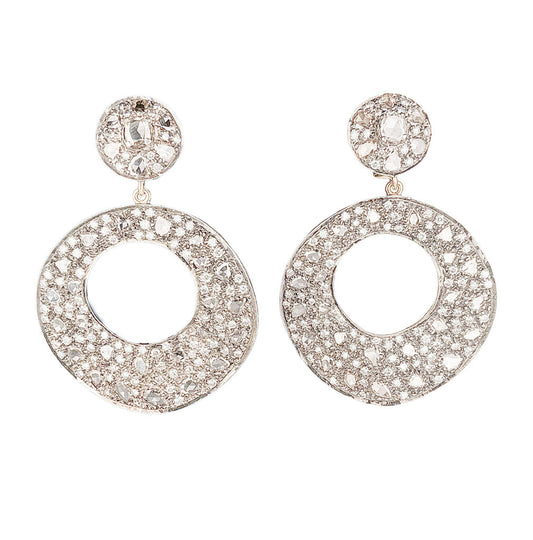 18K Gold Pave Diamond Drop Earrings