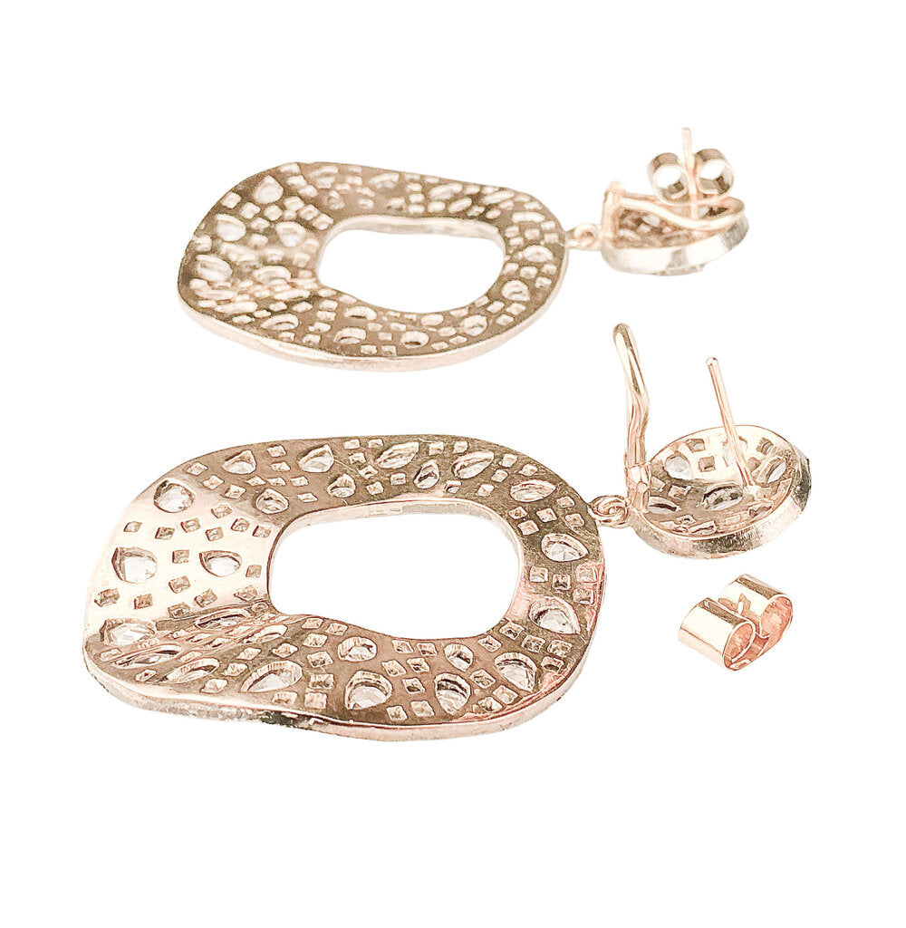 18K Gold Pave Diamond Drop Earrings