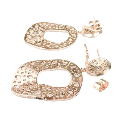 18K Gold Pave Diamond Drop Earrings