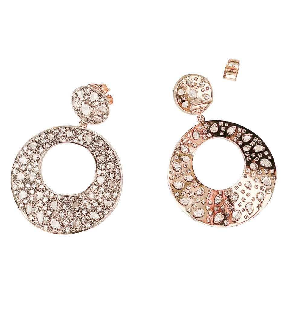 18K Gold Pave Diamond Drop Earrings