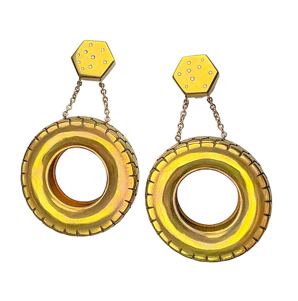 Suzanne Szy Tire Earrings set w Diamonds