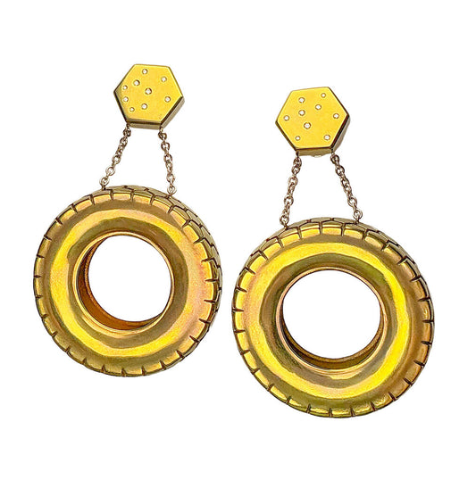 Suzanne Szy Tire Earrings set w Diamonds