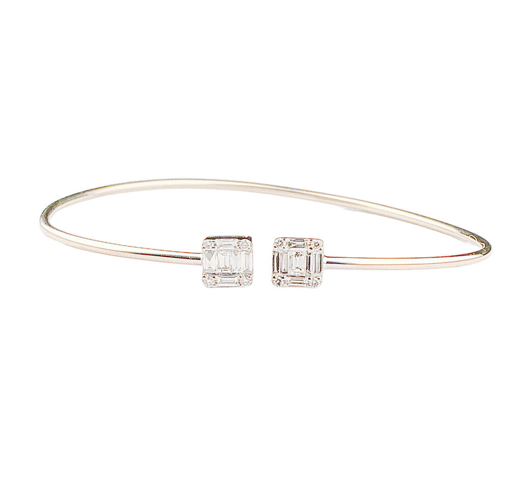 18K Gold Tubuliar Wire Bangle w Diamonds