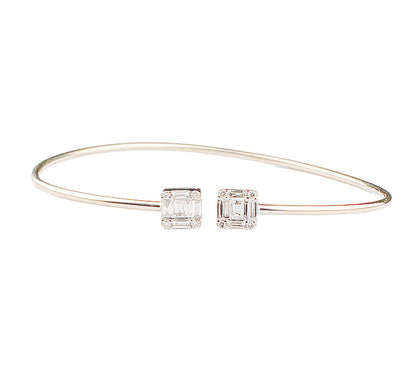 18K Gold Tubuliar Wire Bangle w Diamonds