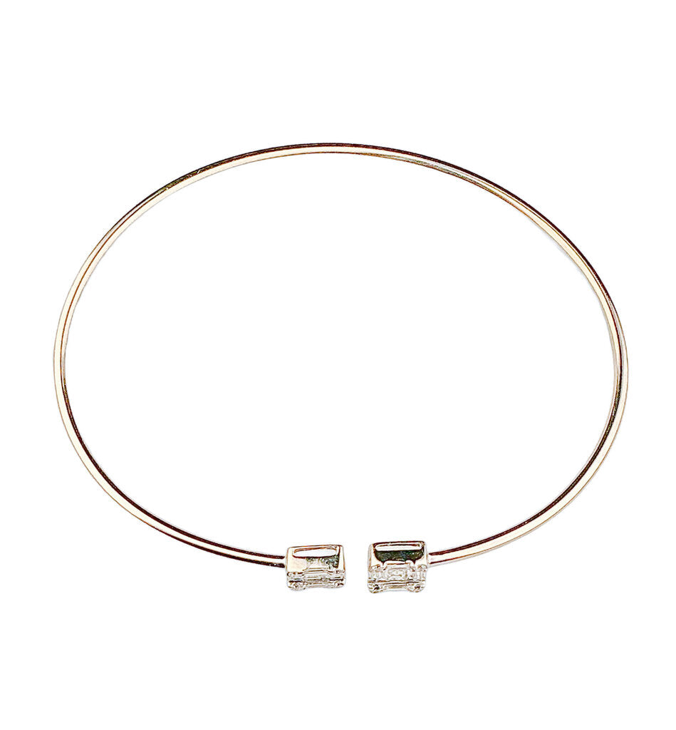 18K Gold Tubuliar Wire Bangle w Diamonds
