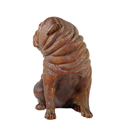 Boxwood Carved Shar Pei Statue