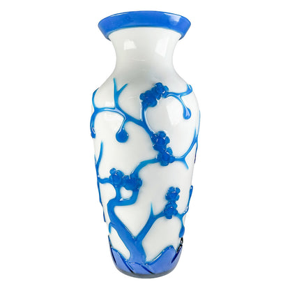 Peking Glass Vase w. Blue Overlay