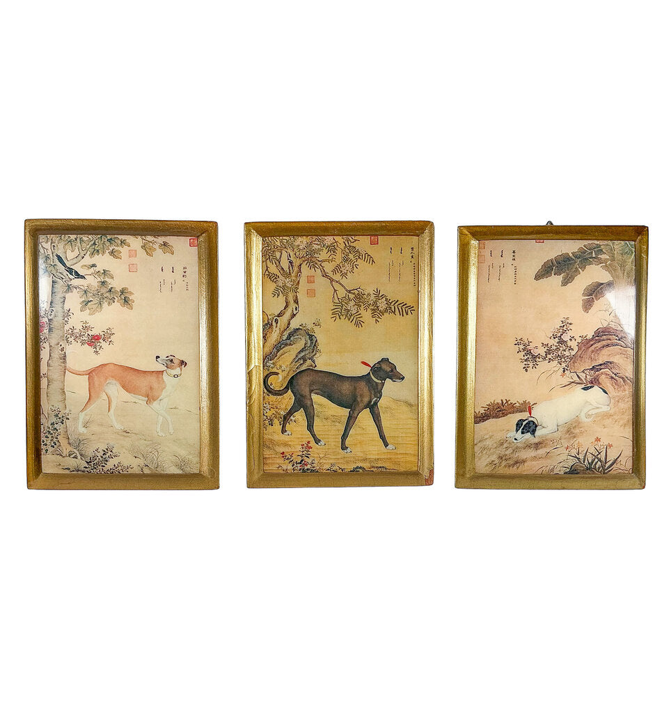 3PC "Ten Famous Dogs" Lang Shining, prints