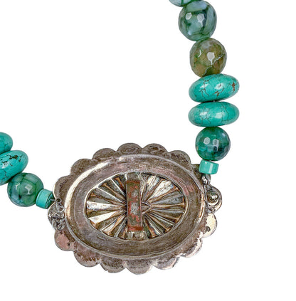 Sterling Necklace w/ Agate, Aquamarine, & Turquoise