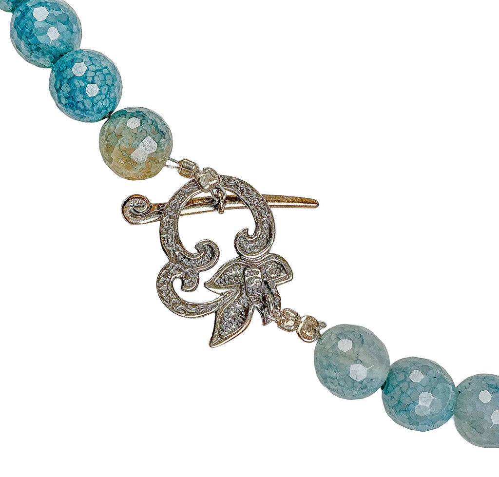 Sterling Necklace w/ Agate, Aquamarine, & Turquoise