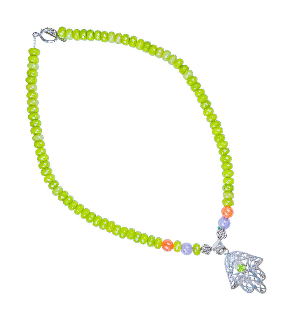 Peridot Hand of Fatima Necklace