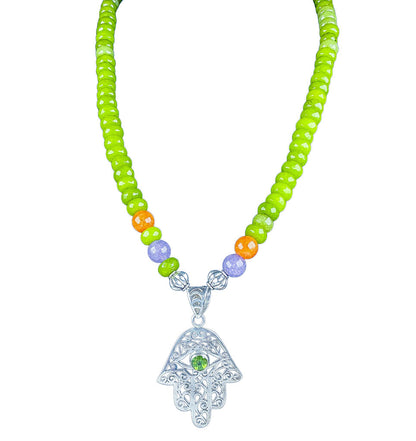 Peridot Hand of Fatima Necklace