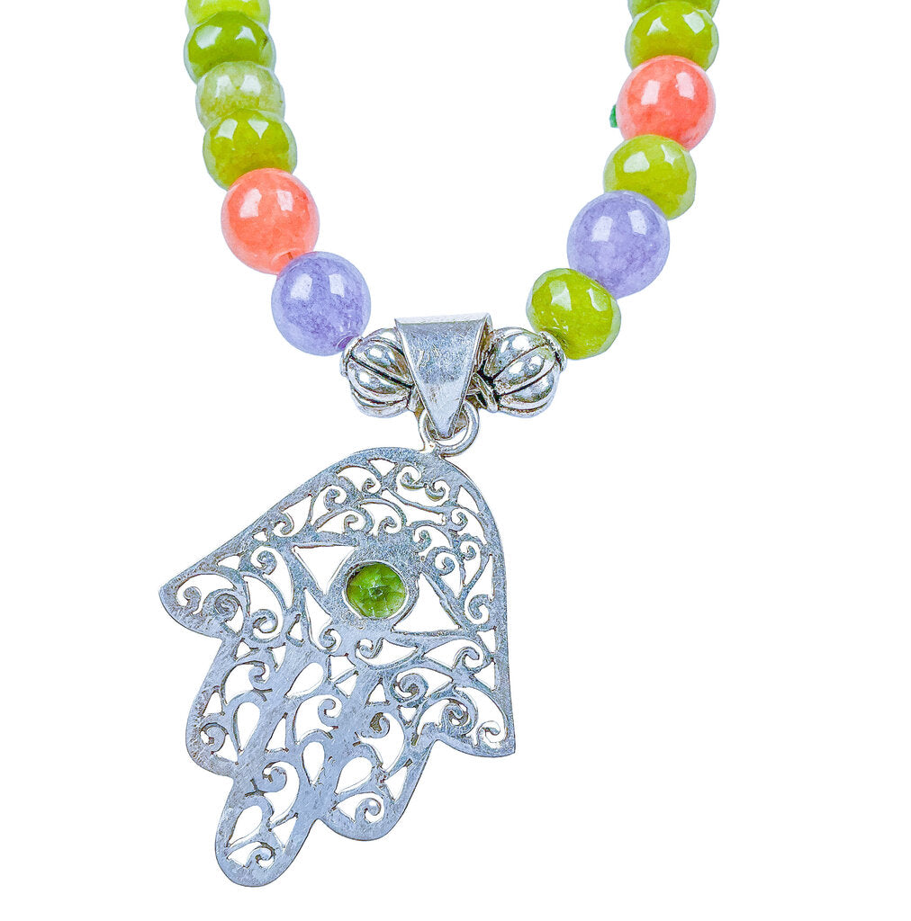 Peridot Hand of Fatima Necklace
