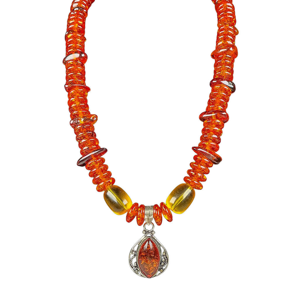 Ukrainian Amber & Sterling Necklace