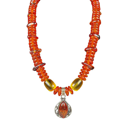 Ukrainian Amber & Sterling Necklace