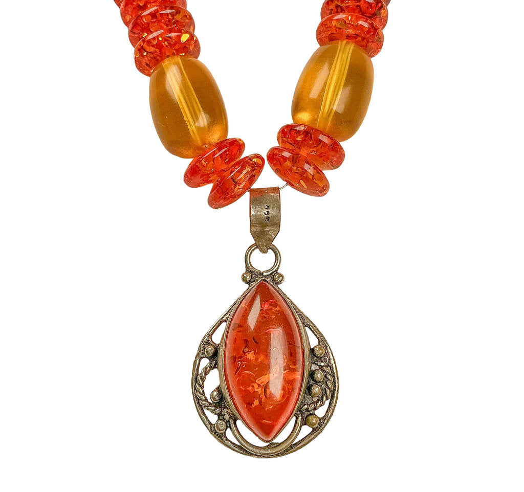 Ukrainian Amber & Sterling Necklace