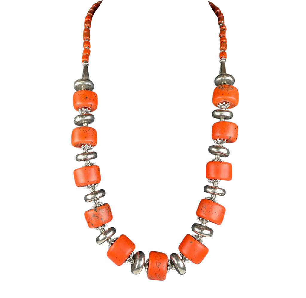 Turkish Coral & Sterling Necklace