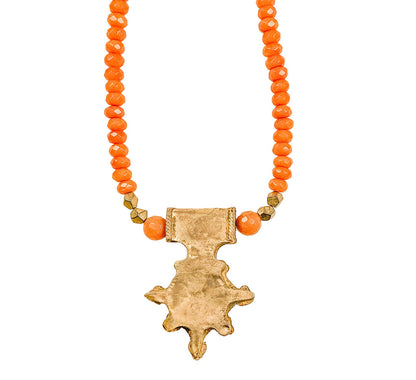 Faceted Agate Beads w/ Enameled Morrocan Pendant