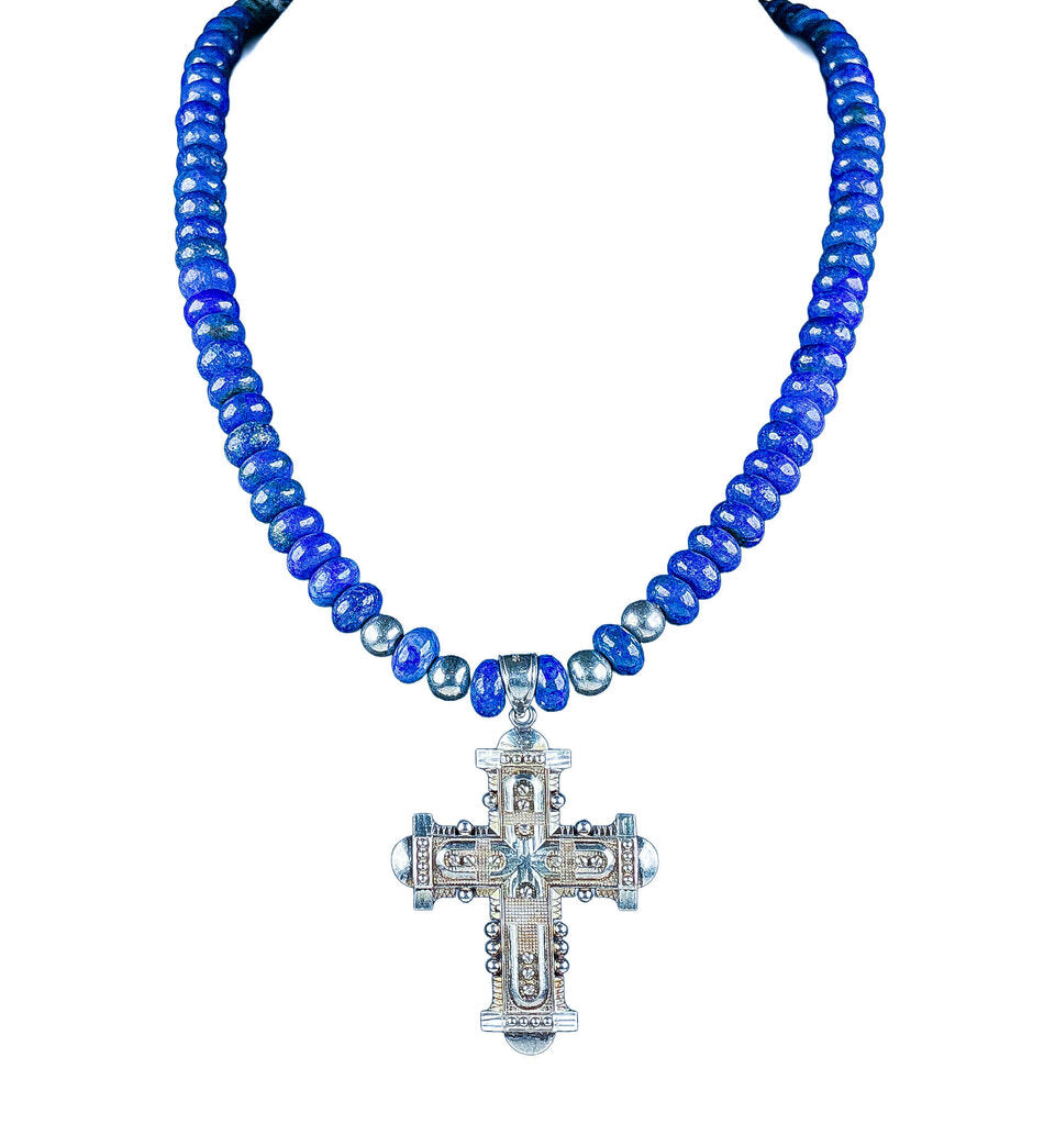 Lapis & Sterling Cross Necklace