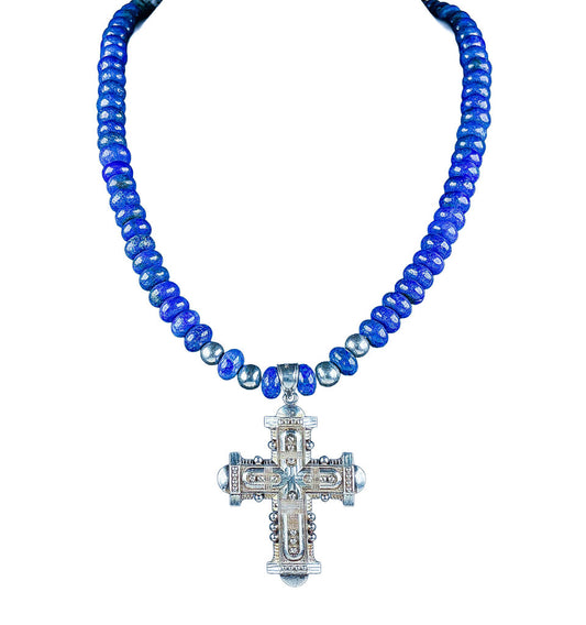 Lapis & Sterling Cross Necklace