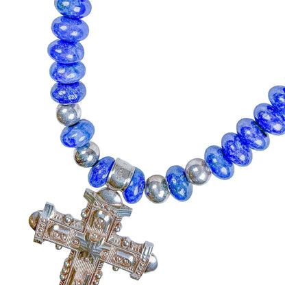 Lapis & Sterling Cross Necklace
