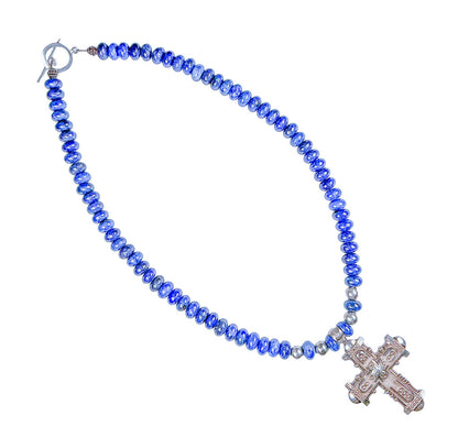 Lapis & Sterling Cross Necklace