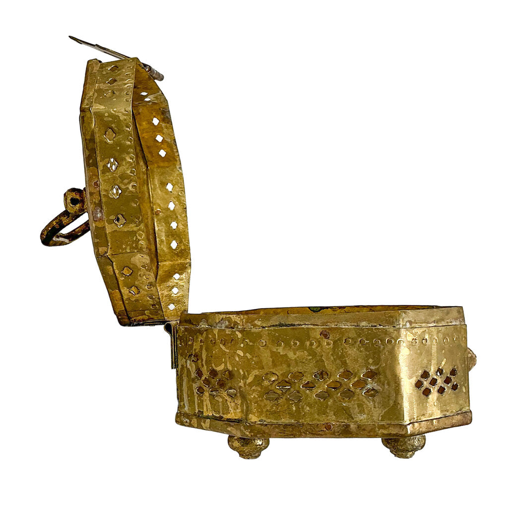 19th c. Handcrafted Pierced Brass Flower Box