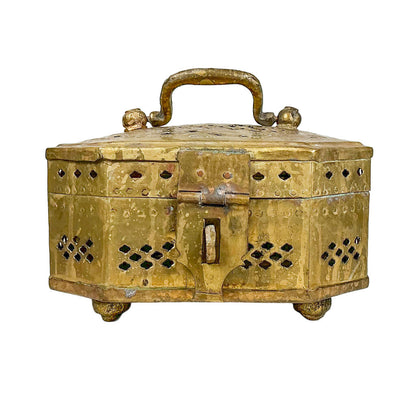 19th c. Handcrafted Pierced Brass Flower Box