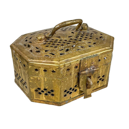 19th c. Handcrafted Pierced Brass Flower Box
