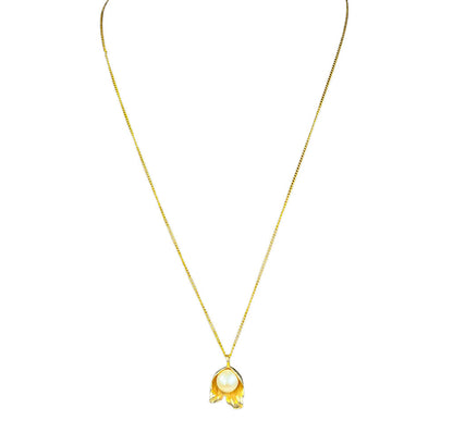 14K YG Tulip & Pearl Necklace