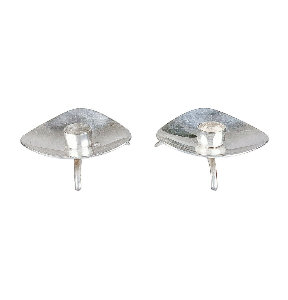 Mid Century Danish Carl Cohn Silver Plate Candleholders
