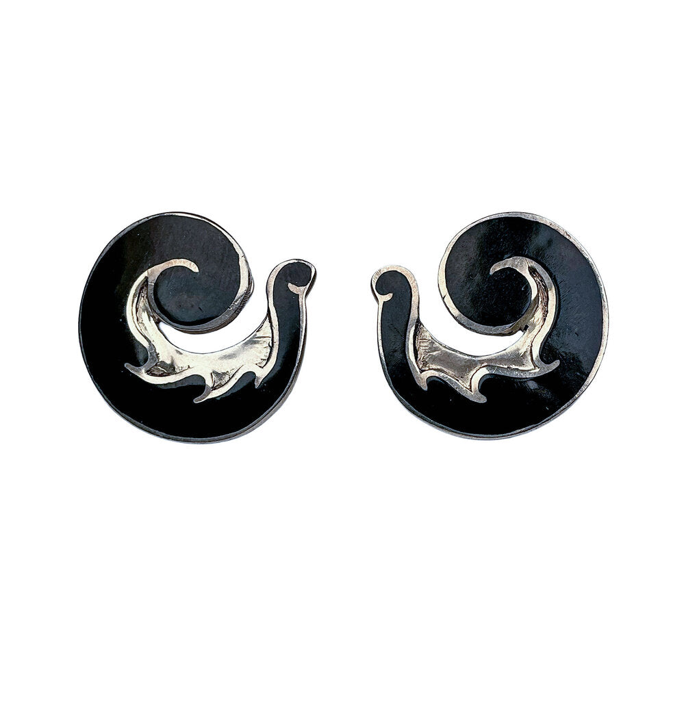 Margot de Taxco Sterling & Enamel Floral Spiral Earrings