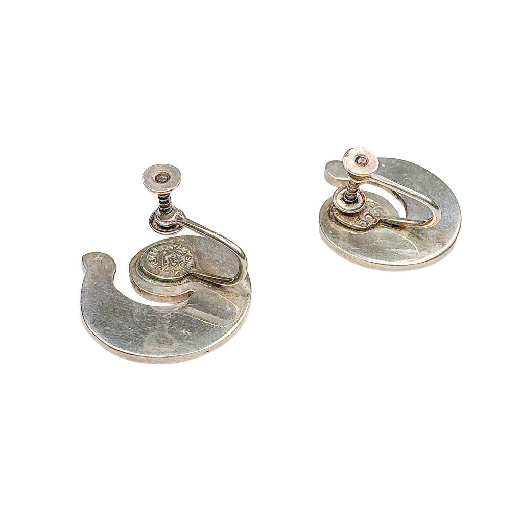Margot de Taxco Sterling & Enamel Floral Spiral Earrings