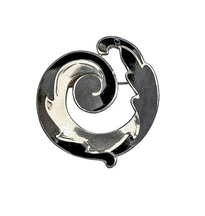 Margot De Taxco Sterling & Enamel Floral Spiral Brooch