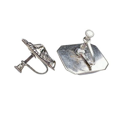 Vntg Sterling Coronation Crown Screw Back Earrings