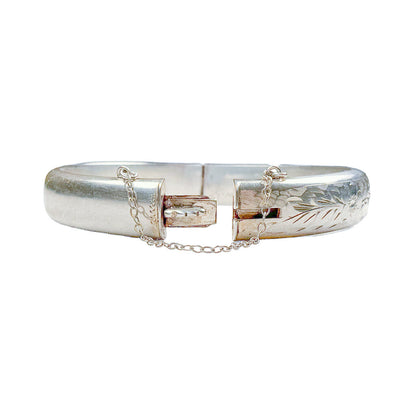 Vintage Silver Hinged Bracelet w. Engraving