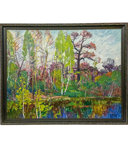 Unknown, "Summer Landscape", Oil on Board, 20th C.
