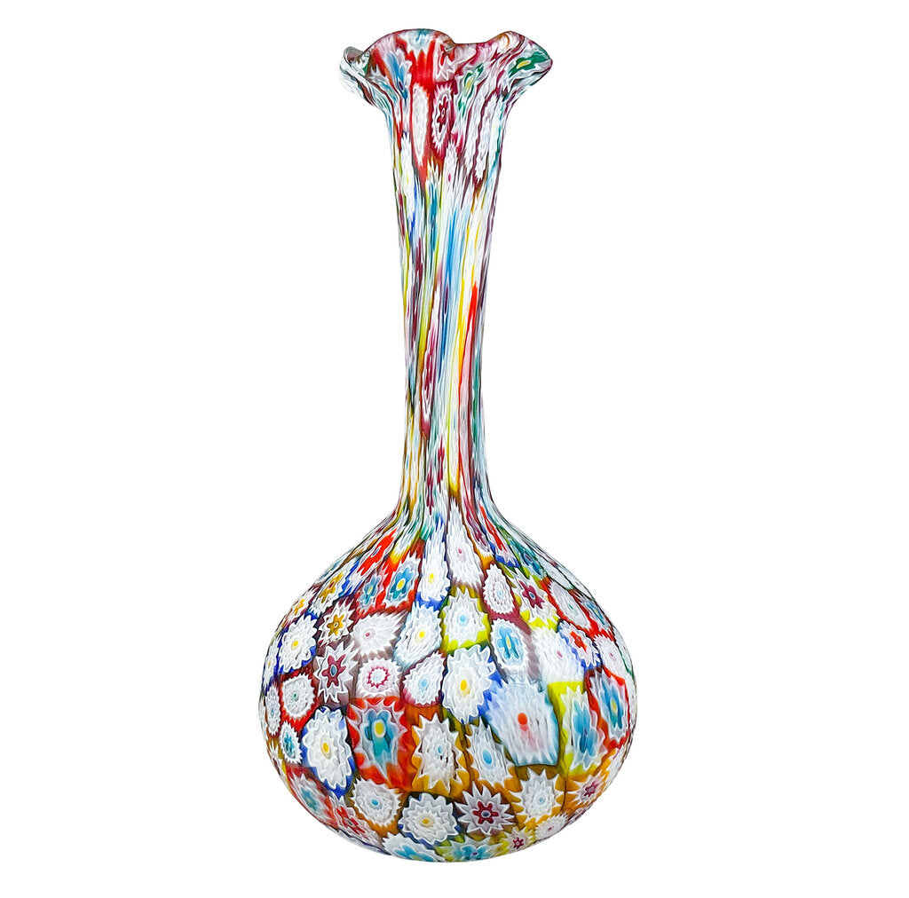 Murano Style Millefiori Art Glass Vase