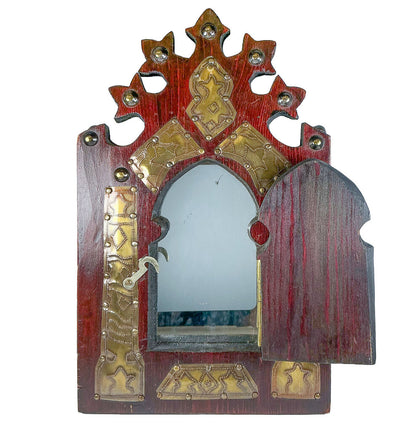 Morrocan Wood & Brass Wall Mirror