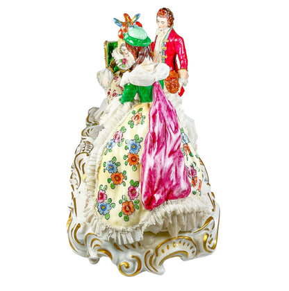 "Grandma's Birthday" Muller Volkstedt, Lace Porcelain Figurine Group.