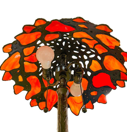 In the Style of Tiffany Stained Glass Art Nouveau Lamp