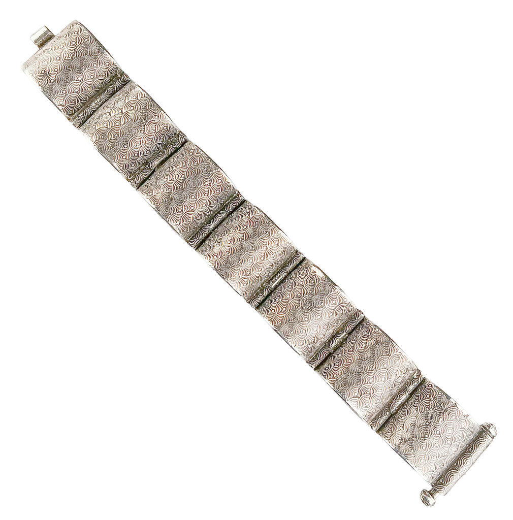Sterling Silver Embossed Barrel Link Bracelet