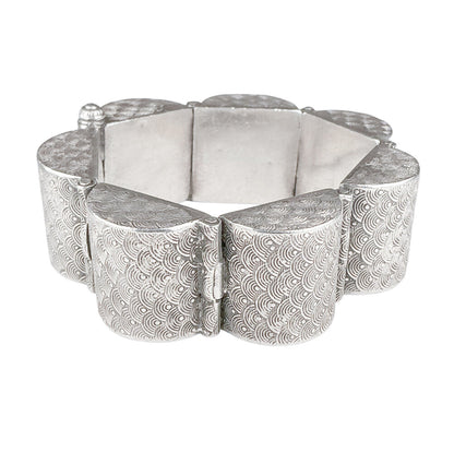 Sterling Silver Embossed Barrel Link Bracelet